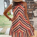 Striped Grecian Neck Dress
