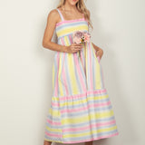 VERY J Striped Woven Smocked Midi Cami Dress
