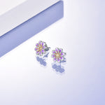 Daisy Earrings Sterling Silver Small Purple Daisy Flower Stud Earrings Jewelry
