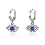 925 Sterling Silver CZ Evil Eye Dangle Hoop Earrings For Women Girls
