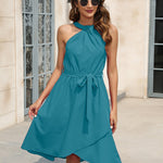 Tied Round Neck Sleeveless Dress
