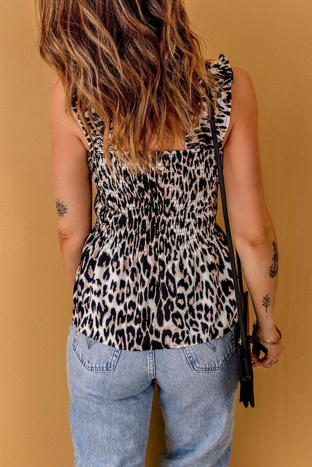 Leopard Square Neck Wide Strap Tank
