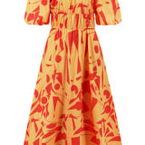 Printed Off-Shoulder Balloon Sleeve Dress
