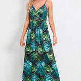 Printed Surplice Maxi Cami Dress
