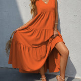 Tiered V-Neck Sleeve Dress
