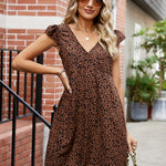 Animal Print V-Neck Cap Sleeve Mini Dress
