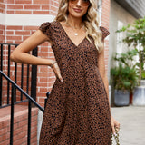 Animal Print V-Neck Cap Sleeve Mini Dress
