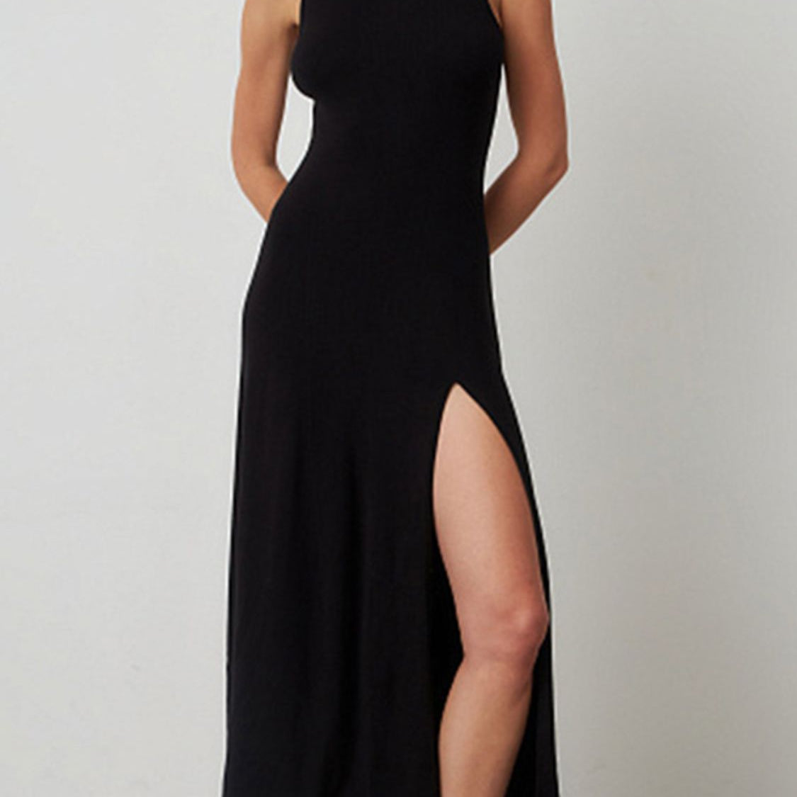 Side Slit Round Neck Sleeveless Dress
