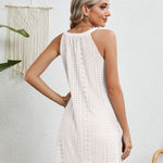 Eyelet Grecian Neck Mini Dress
