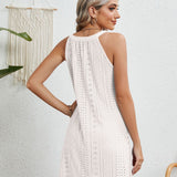 Eyelet Grecian Neck Mini Dress
