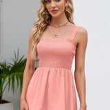 Smocked Square Neck Babydoll Tank
