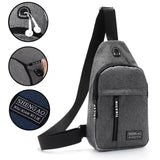 Mens Sling Bag Cross Body Handbag Chest Bag Shoulder Pack Sports Travel Backpack Gray
