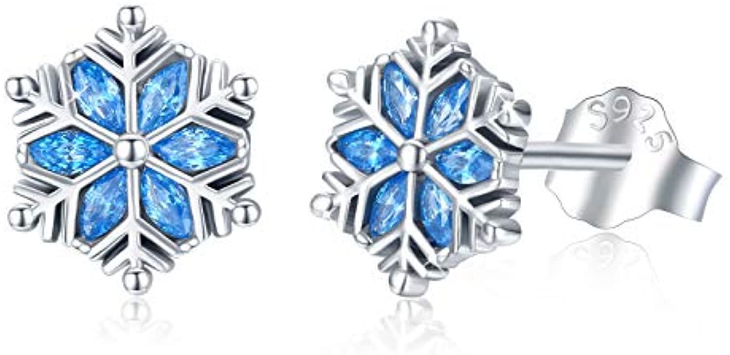 925 Sterling Silver Snowflake Hypoallergenic Stud Earrings Jewelry
