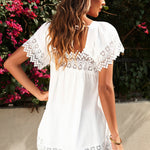 Lace Detail Square Neck Short Sleeve Blouse
