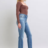 Judy Blue Full Size Run Vintage Wash Thermal Straight Jeans
