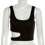 Design Sense Hollow Out Waist Vest Women's Short Section Was Thin
