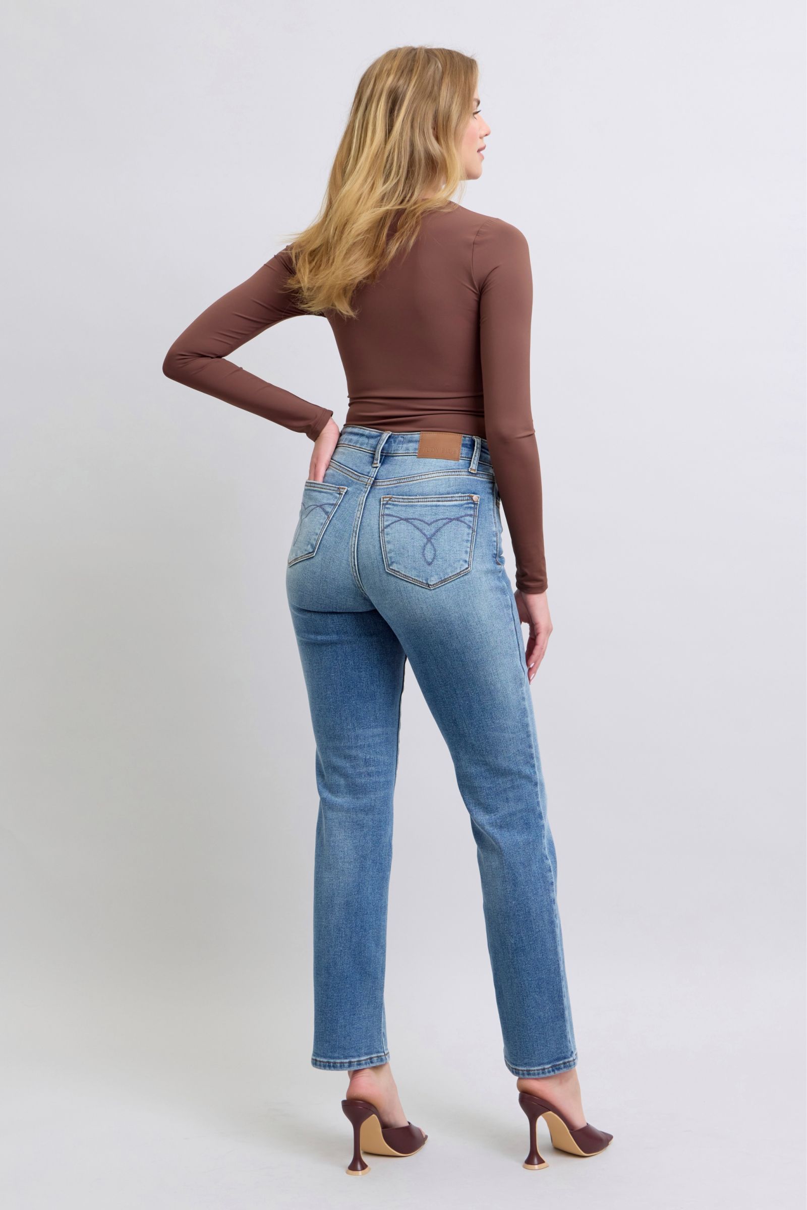 Judy Blue Full Size Run Vintage Wash Thermal Straight Jeans
