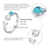 S925 Sterling Silver I Do Ring Synthetic Turquoise Promise Open Adjustable Ring
