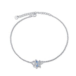 Sterling Silver Anklet with Elegant Crystal Blue Dragonfly
