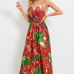 Printed Surplice Maxi Cami Dress
