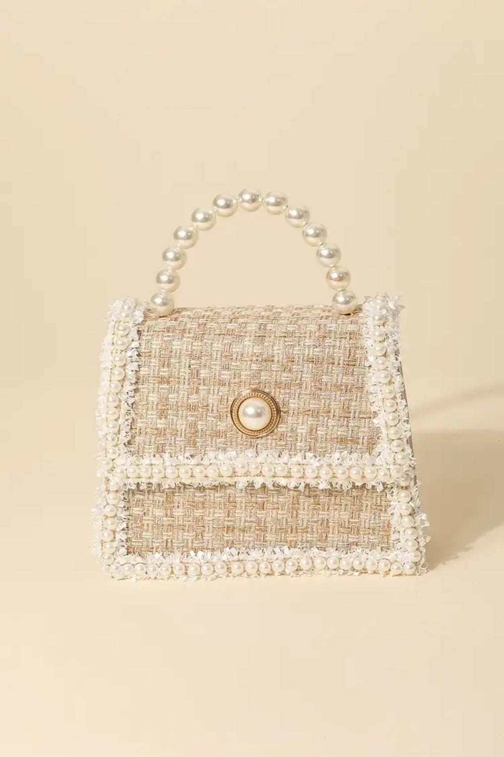 Fame Pearly Trim Woven Handbag
