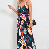 Printed Surplice Maxi Cami Dress
