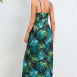 Printed Surplice Maxi Cami Dress
