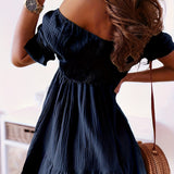 Full Size Ruffled Off-Shoulder Short Sleeve Dress
