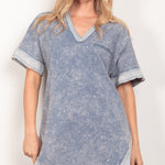 VERY J Short Sleeve V-Neck Tee Dress
