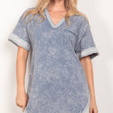 VERY J Short Sleeve V-Neck Tee Dress
