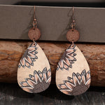 Wooden Iron Hook Dangle Earrings
