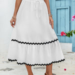 Tied Contrast Trim High Waist Skirt
