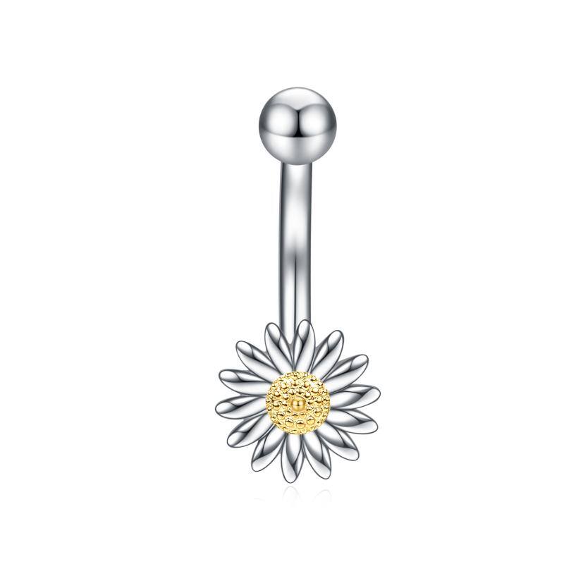 925 Sterling Silver Daisy Belly Bar for Women Girls
