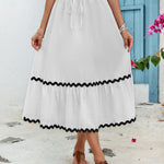 Tied Contrast Trim High Waist Skirt
