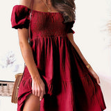 Full Size Ruffled Off-Shoulder Short Sleeve Dress
