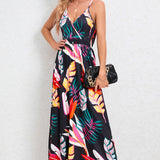 Printed Surplice Maxi Cami Dress
