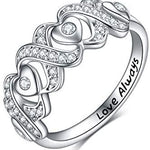 Sterling Silver Infinity Love Engagement Ring with Cubic Zirconial Eternity Wedding Bands
