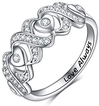 Sterling Silver Infinity Love Engagement Ring with Cubic Zirconial Eternity Wedding Bands
