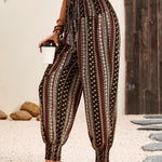 Tied Printed High Waist Pants
