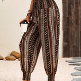 Tied Printed High Waist Pants
