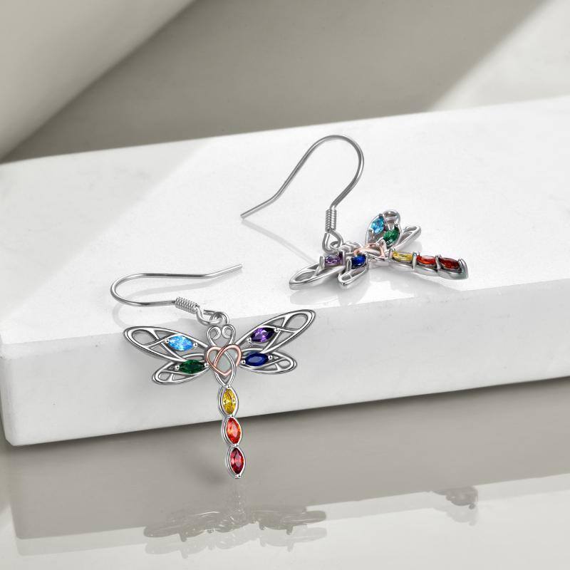 Celtic Dragonfly 7 Chakra angle Earrings for Women Sterling Silver
