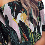 Tied Printed Off-Shoulder Half Sleeve Blouse
