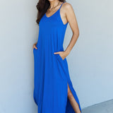 Ninexis Good Energy Full Size Cami Side Slit Maxi Dress in Royal Blue
