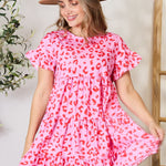 Double Take Short Flounce Sleeve Tiered Dress
