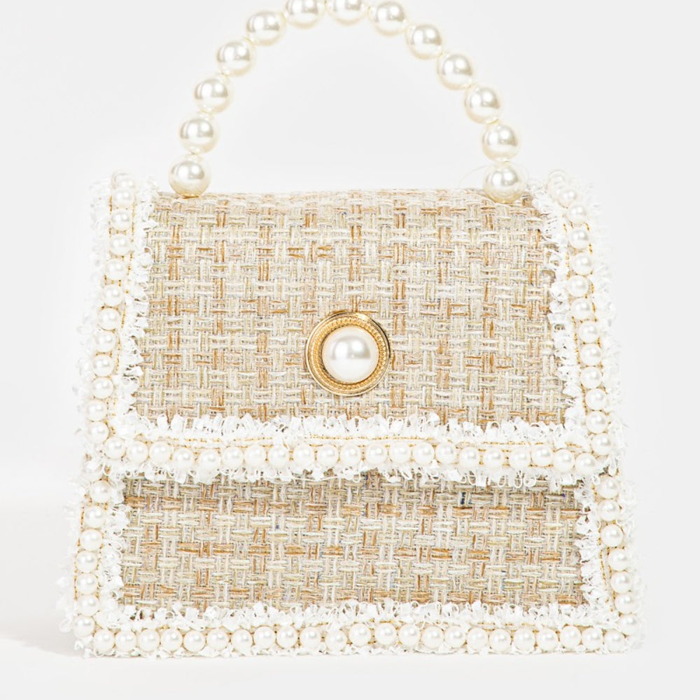 Fame Pearly Trim Woven Handbag
