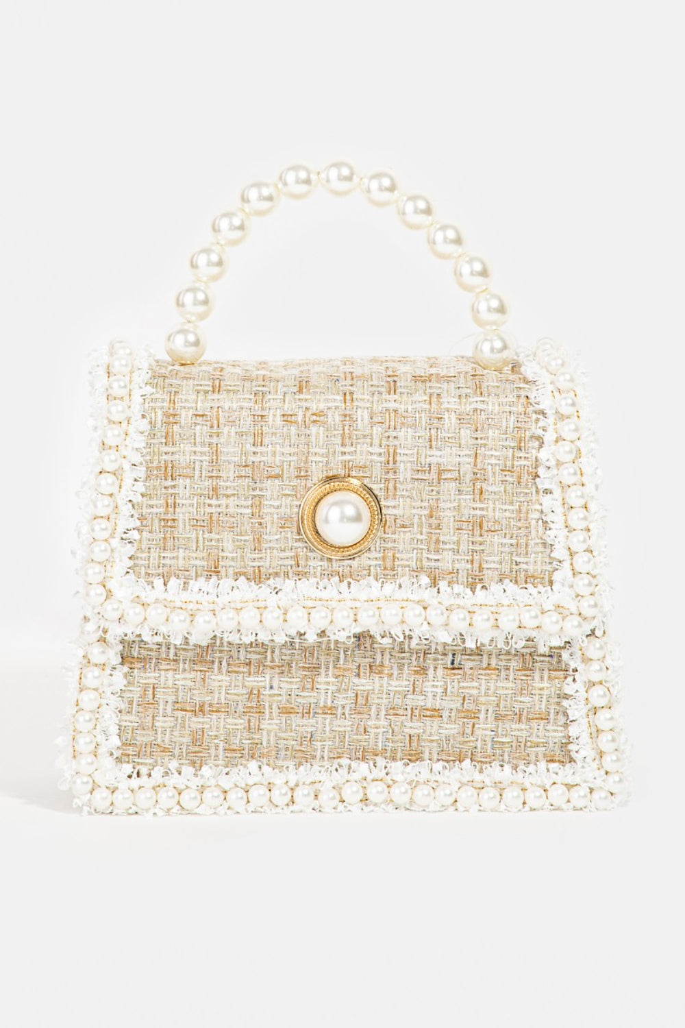 Fame Pearly Trim Woven Handbag
