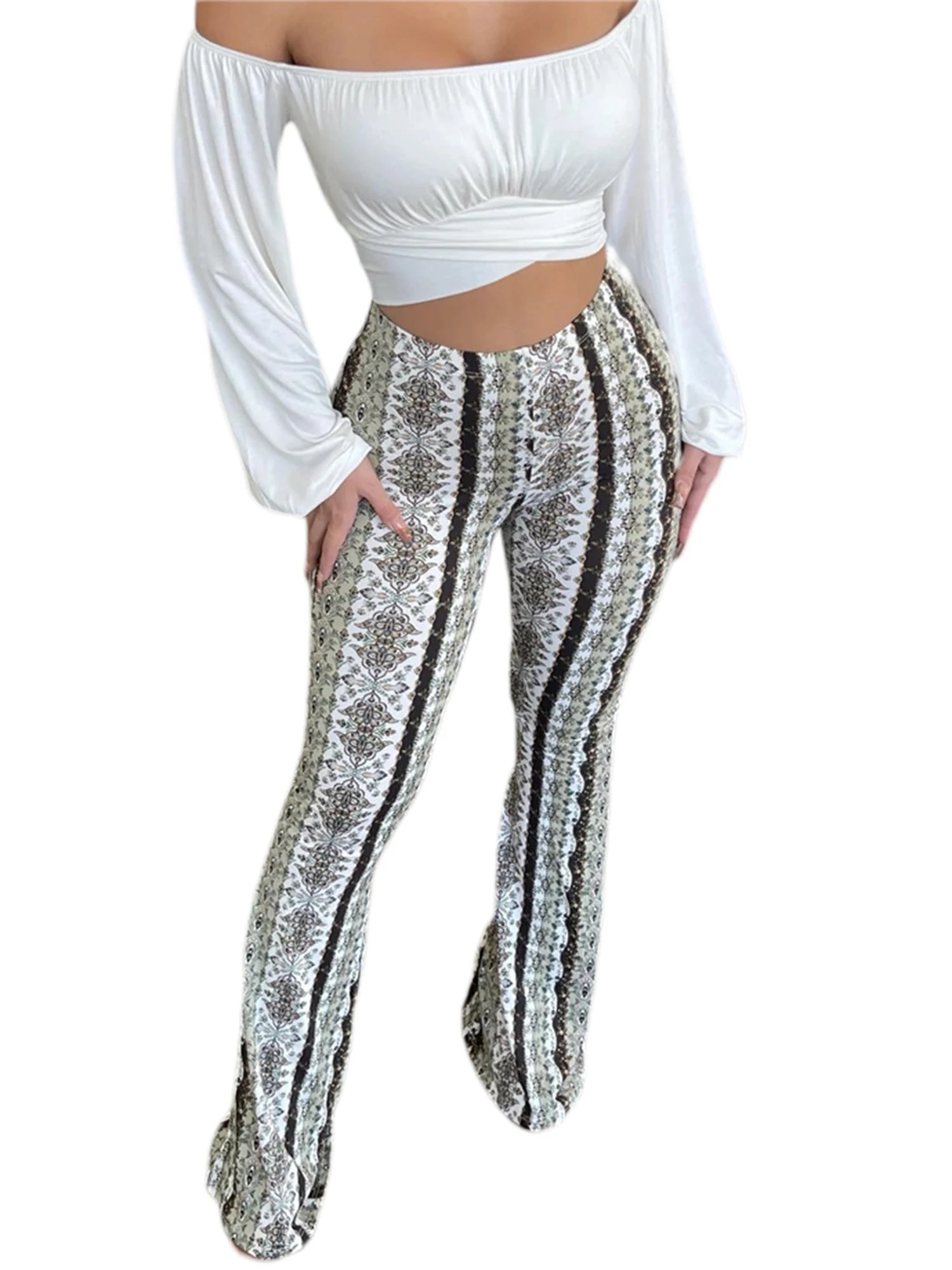 Women's  Flare Ethnic Print Pants
