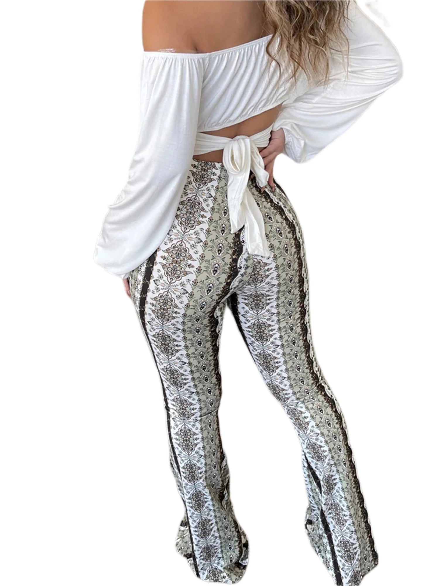 Women's  Flare Ethnic Print Pants
