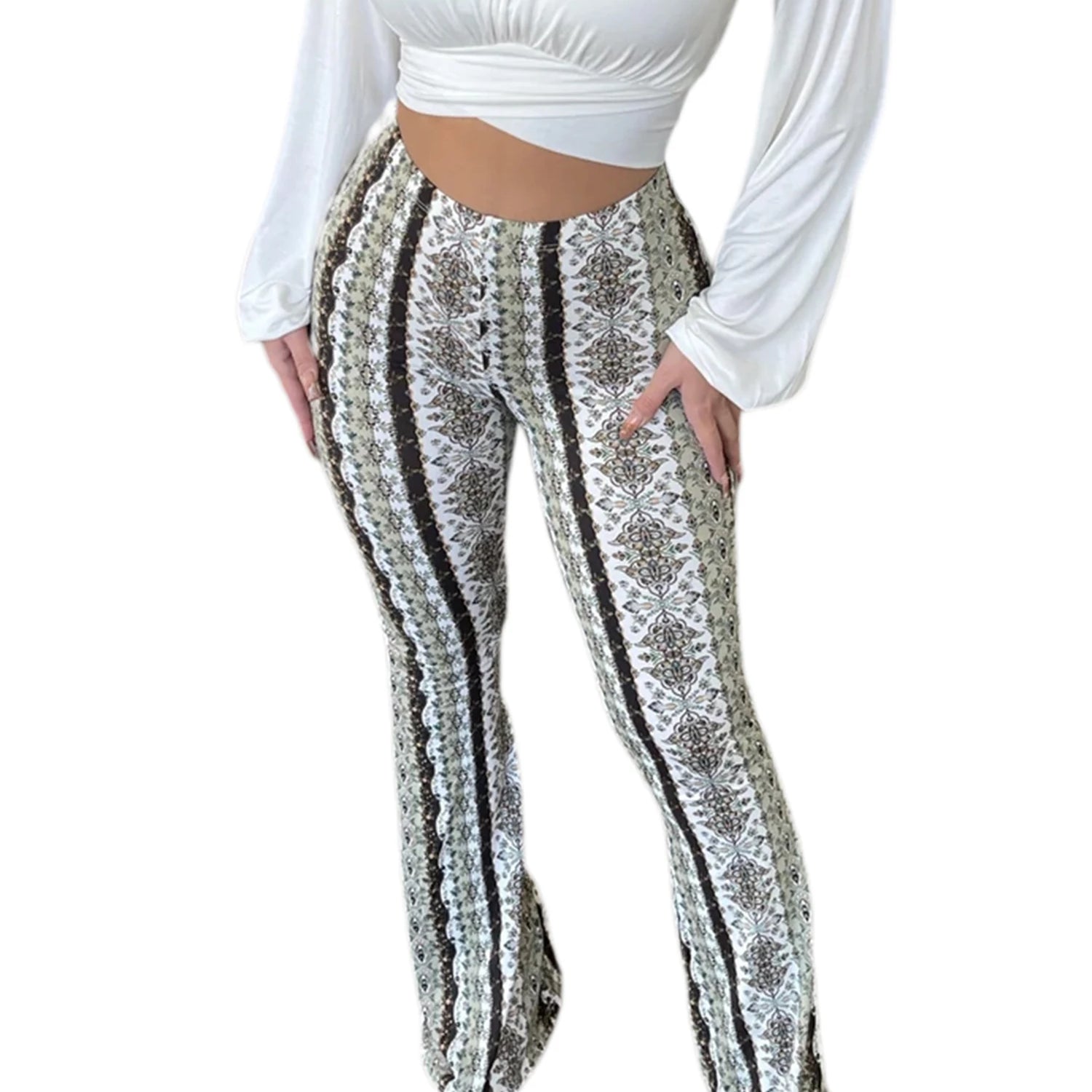 Women's  Flare Ethnic Print Pants
