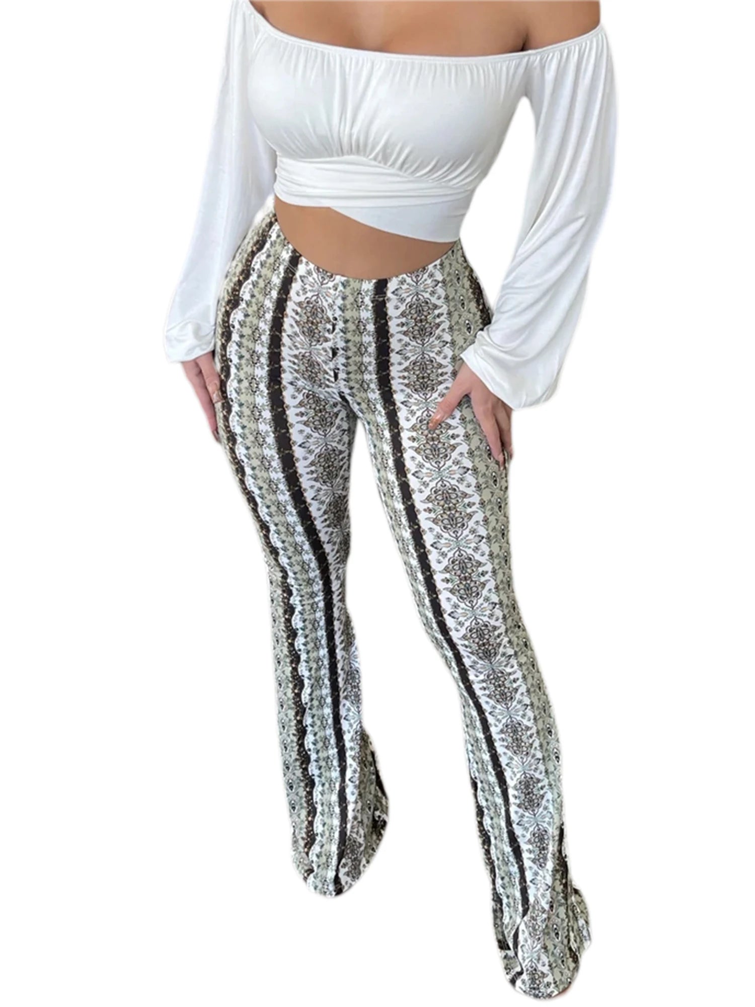 Women's  Flare Ethnic Print Pants
